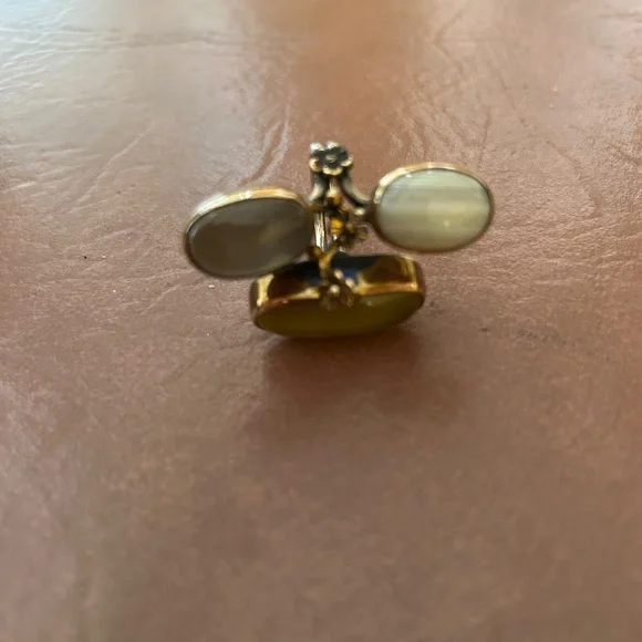 Silver elegant adjustable jewelry ring with several oval stones magnificent - Picture 8 of 13